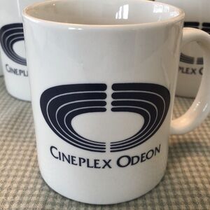 FIVE CINEPLEX ODEON CERAMIC MUGS LINYI LOGO BOTH SIDES COMFORT HANDLE - #1031
